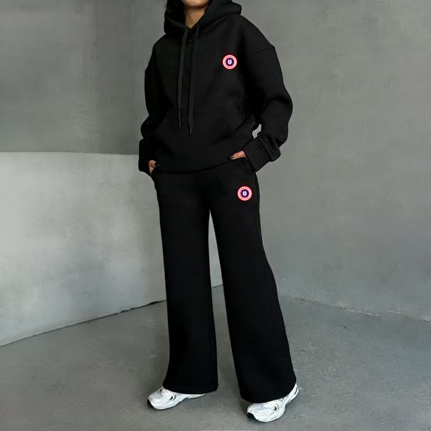 Women's Premium Fleece Tracksuit - Oversized Hoodie & Wide-Leg Sweatpants With Subtle Print Accents_ecoleips.com