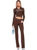 Women's European American Style Printed Hooded Two Piece Set with Thumb Buckle Flared Pants Long Sleeved Casual Fashion mid Waist_ecoleips.com