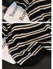 Women's Ice Silk Knit Striped Top Short Sleeve T-Shirt Plus Size Summer New Style_ecoleips.com
