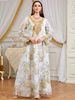 Women's Clothing Women's High-Quality Elegant Printed Collar Dress Lace Trim Middle Eastern Arabian Fashion Modest Abaya Dress_ecoleips.com