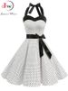 Sexy Halter Party Dress Women Summer Backless Vintage Dresses Retro Rockabilly Swing Robe Femme Elegant Midi Sundress_ecoleips.com