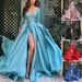 Women's Lace Sequined Long Skirt with Train Full Swing Sexy Evening Gown Wedding Party Wear_ecoleips.com