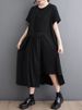 2026 Summer New Irregular Patchwork Vintage Dresses For Women Short Sleeve Loose Casual Ladies Dress Fashion Elegant Clothing_ecoleips.com