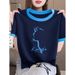 Women's Color-Block Cotton T-Shirt – Slim-Fit Fashion Top With Unique KO Cat Print (6 Colors, S-2XL)_ecoleips.com