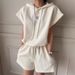Women's Clothing Simple Temperament Letter Patch Drawstring Hooded Sweatshirt High Waist Casual Shorts Suit_ecoleips.com
