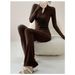 French-style High-end Gray Design, Stand-up Collar Top And Slightly Flared Pants, Slim-fit Two-piece Set, New Casual_ecoleips.com