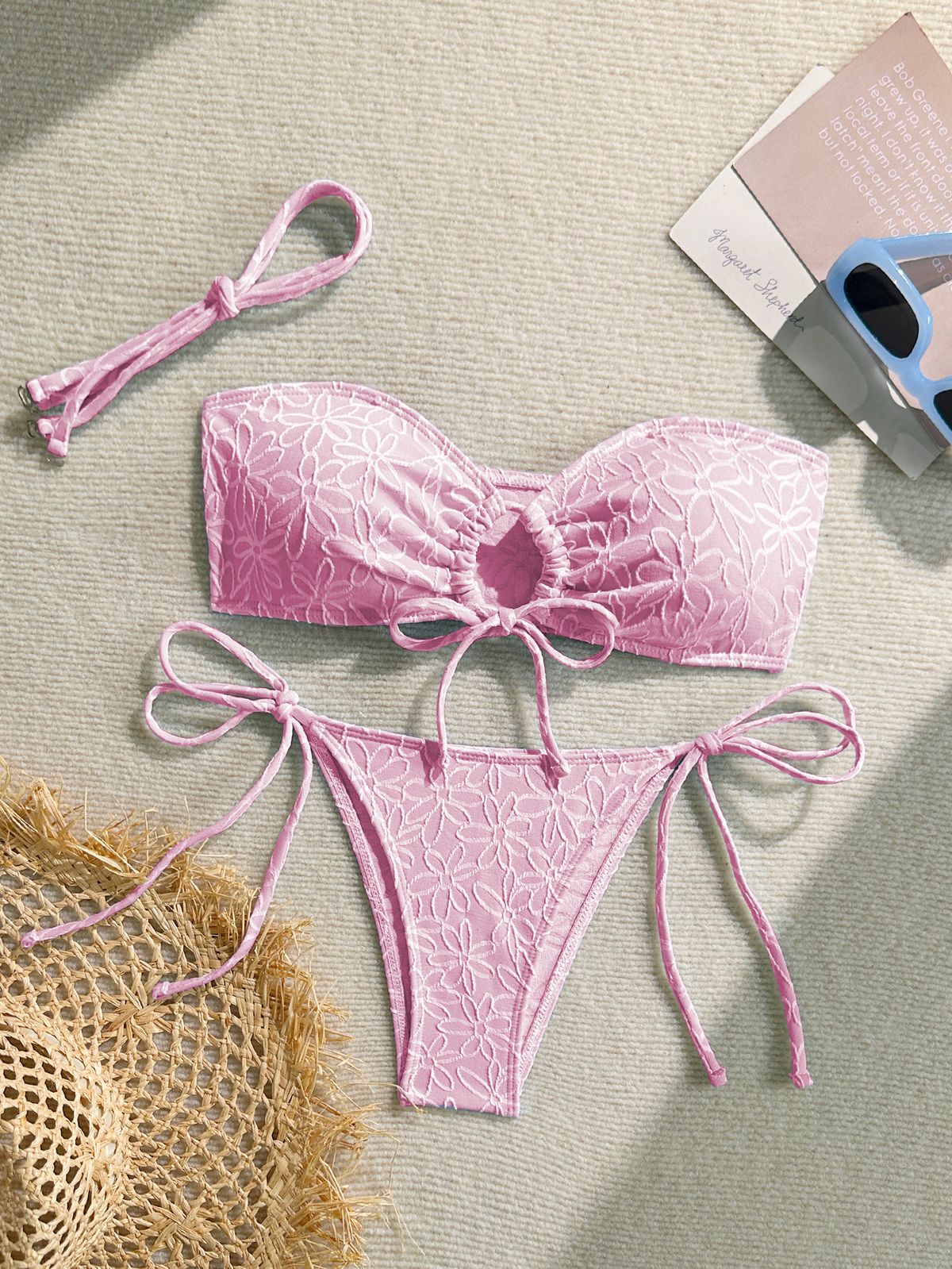 Women's Clothing Bikini Solid Color Towel Fabric White Sexy Rope Ladies Split Swimsuit_ecoleips.com