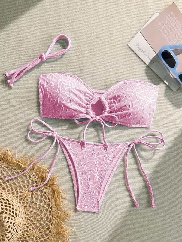 Women's Clothing Bikini Solid Color Towel Fabric White Sexy Rope Ladies Split Swimsuit_ecoleips.com
