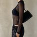 European American Style See through Striped Mesh Bodysuit Slim Fit Base Layer Summer Hot Girl Versatile Top Women's Clothing_ecoleips.com
