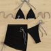 Women's Clothing Color Split Swimsuit Lace Up Bikini Sexy Three Piece Suit Ins Internet Celebrity Bikini_ecoleips.com