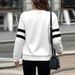 Women's Casual V-Neck Pullover Sweatshirt Long Sleeve Loose Fit Daily Wear Soft Polyester Blend Top_ecoleips.com
