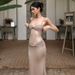 Summer Lace Slit Wrap Dress – Sexy High-Waist Slit Maxi Dress With Twist Knot Detail (S-L, Black/Beige, Stretchy Polyester Elegant Evening)_ecoleips.com