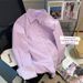 Women's Purple Striped Polo Collar Shirt Loose Fitting Casual Long Sleeved Top Unique Design Spring Style_ecoleips.com