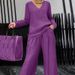 Women's Stretch Polyester Travel Pantsuit - Elastic Lounge Set With Long Sleeve & Trousers (10 Colors, S-5xl)_ecoleips.com