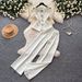 Women's Clothing Women's Style Two Piece Set Summer Slimming Effect Vest And Wide Leg Pants 3D Floral Decoration Commuter Style_ecoleips.com