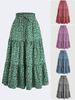 Versatile, Slimming Floral Dress; European-Style Bohemian A-Line Skirt; Flowing, Swinging Layered Tiered Skirt_ecoleips.com