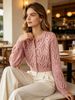 French Retro Openwork Round Neck Long Sleeve Cardigan Knit Top_ecoleips.com