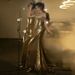 Elegant Gold Sequin Off-Shoulder Mermaid Evening Dress For Wedding Party, Banquet, Host & Debutante Ball_ecoleips.com