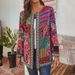 Women's Clothing Cotton And Linen Printed Loose Long Sleeved Jacket Cardigan_ecoleips.com