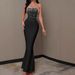 Aria Basics Aria Basics New European And American Style Party Evening Strapless, Sleeveless, Beaded, Long Bandage Dress, Elegant With Sequins_ecoleips.com