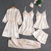 Silky Seduction 5-Piece Set – Satin-Like Sleepwear For Women (S-XXXL)_ecoleips.com