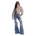 Women's Clothing Women's Slim Fit Distressed Cargo Jeans Lace Up Details High Street Style Spring Flattering Slightly Flared Denim_ecoleips.com