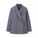 Women's Oversized Blazer Jacket - Classic Notch Lapel Long Sleeve Coat With Pockets, Polyester Casual Work Office Wear (Black/Grey/Khaki, S/M/L)_ecoleips.com