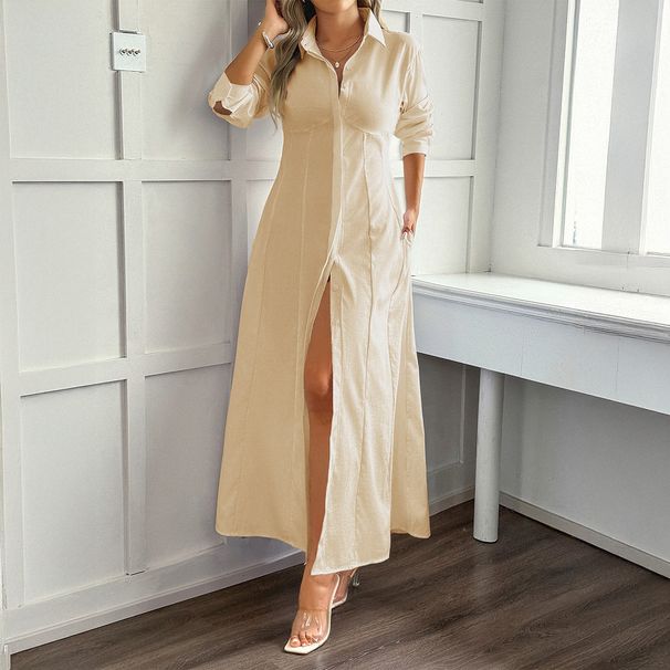 DiYun European American Casual Resort Style Long-sleeved Cardigan Long Dress Women's Clothing 2025 Autumn And Winter_ecoleips.com