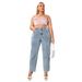 Women's Clothing High-Waisted Wide-Leg Jeans Extra Long Style For Spring/Autumn Regular Fit Solid Polyester_ecoleips.com