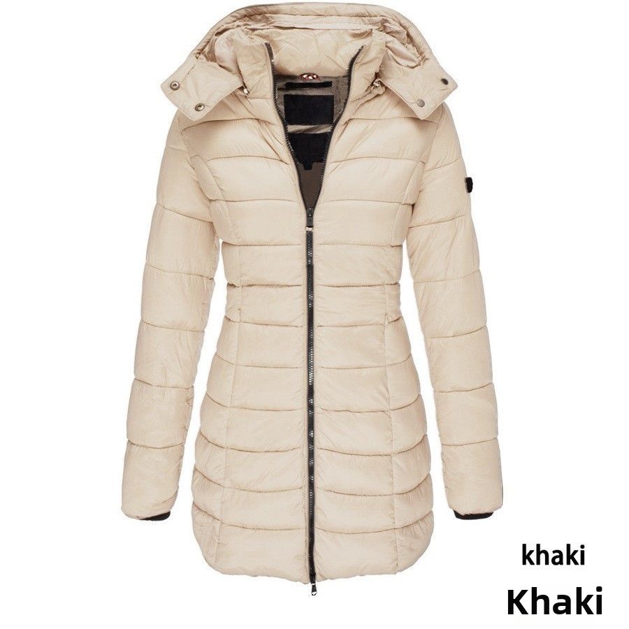 Winter Korean Style Women's Cotton Padded Jacket Mid-Length Slim-Fit Warm Outerwear W172_ecoleips.com