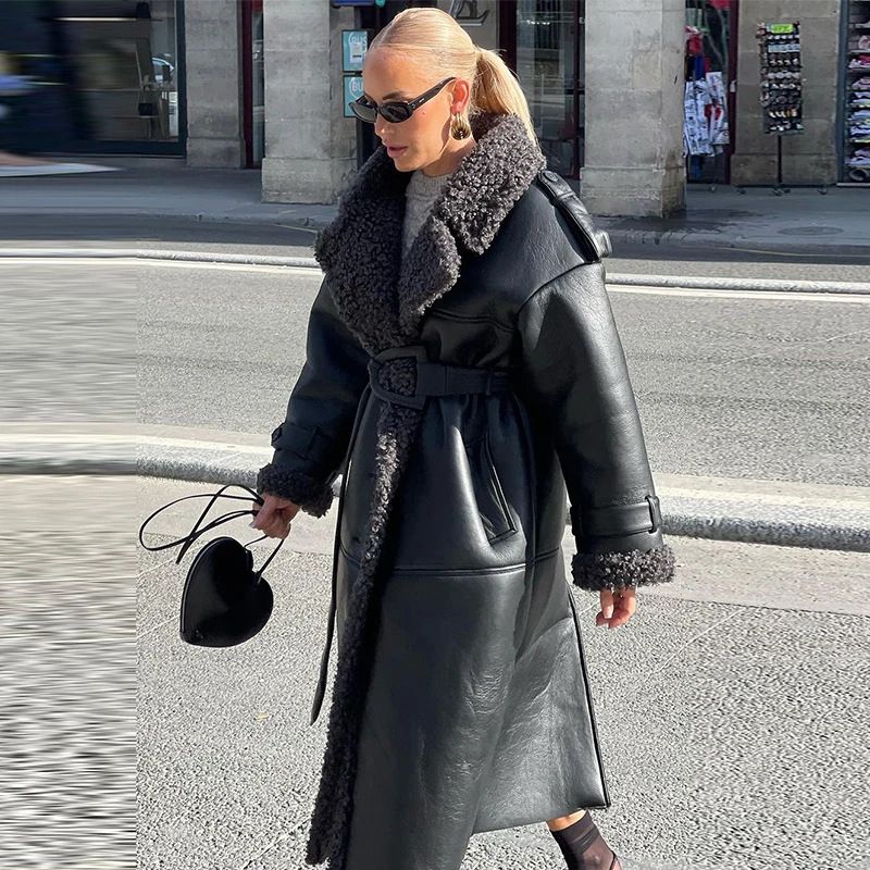 Women's Clothing Elegant Women's Trench Coat Long Sleeve Belted Trench Jacket With Lapel Collar For Autumn Winter_ecoleips.com
