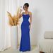 Blue Halter Neck Bodycon Dress Shimmering Sequins Slimming Waist Long Evening Gown Elegant And Flattering Women's Party Wear_ecoleips.com