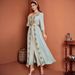Women's Clothing Elegant Pea Green Lace-Trimmed Dress – Floral Embroidered V-Neck Maxi Dress With Layered Hemline_ecoleips.com