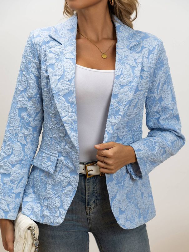 Women's Clothing Spring And Autumn Jacquard Long Sleeved Suit Jacket_ecoleips.com