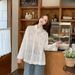 Elegant Inspired Embroidered Blouse - Soft Cotton Long Sleeve V-Neck Top With Lace Detailing, Loose Fit Casual Chic Shirt For Women_ecoleips.com