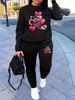 Women's Autumn/Winter Hip Hop Casual Street Fashion Heart Pattern Printed Round Neck Sweatshirt+Sweatpants Warm Set-663_ecoleips.com