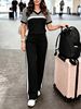 Women's Spring/Summer Short Sleeve Two Piece Set Fashion Trendy Casual Spot Goods_ecoleips.com