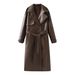 Elegant Trench Coat For Women – Slim Fit Long Faux Leather Windbreaker (Burgundy/Dark Brown, S-L)_ecoleips.com