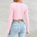 Voya Hot Selling Women's Clothing, Sweet And Spicy Pure Desire Style T-shirt For Spring And Summer, U-neck Slim Fit, Figure Enhancing Long Sleeved Top_ecoleips.com