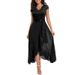 Women's Clothing New Slit Ruffle Mesh Splicing Lace Dress Evening Dress Long Skirt_ecoleips.com