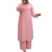 Summer New Solid Color Muslim Casual Women's Cardigan Long Sleeve Wide Leg Pants Two-Piece Set_ecoleips.com