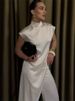 Tossy Casual Sleeveless Satin Maxi Dress Female Turtleneck Patchwork Slim Fashion Solid Commute Dress For Women Long Dress 2025_ecoleips.com