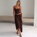 Summer Sexy Hot Girl Style Two Piece Set Solid Color Camisole Tank Top with Ruffled Irregular Skirt for Women_ecoleips.com