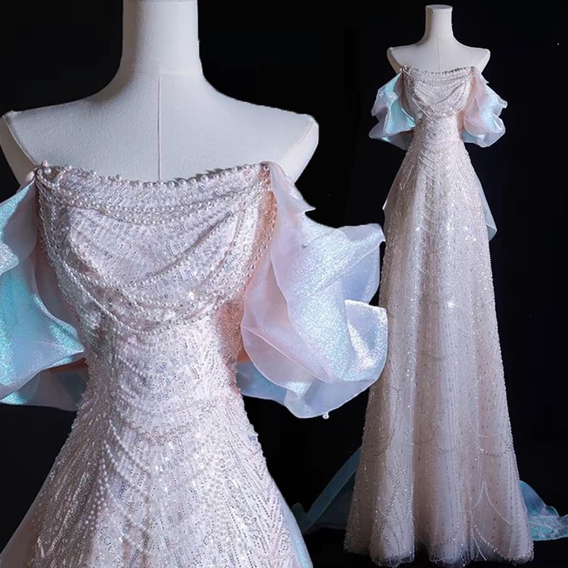 Fishtail Banquet Evening Dress Female 2025 New High End Heavy Duty Light Luxury Niche One Shoulder Engagement Dress Skirt_ecoleips.com
