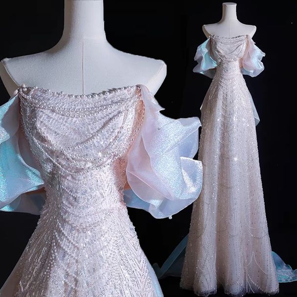 Fishtail Banquet Evening Dress Female 2025 New High End Heavy Duty Light Luxury Niche One Shoulder Engagement Dress Skirt_ecoleips.com