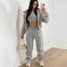 Aria Basics European And American Women's Three-Piece Long Pants Fleece-Lined Hooded Sweatshirt Sports Fashion Casual Winter_ecoleips.com