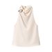 Women's Clothing Halter Neck Top Chic Fashionable Embellishments Regular Fit Polyester Tank Top_ecoleips.com