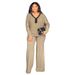 Women's Clothing V Neck Long Sleeved Slim Fit Two Piece Suit_ecoleips.com