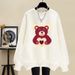 Women's Fleece Lined Crew Neck Sweatshirt Korean Style Thick Pullover Loose Fit Spring Autumn Winter Petite Cartoon Top_ecoleips.com