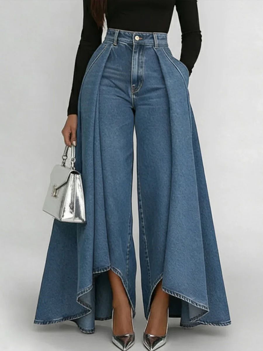 Women's Clothing Spring/Summer Women's High-Waisted Loose Denim Trousers For Formal & Casual For Women Fashionable Temperament_ecoleips.com